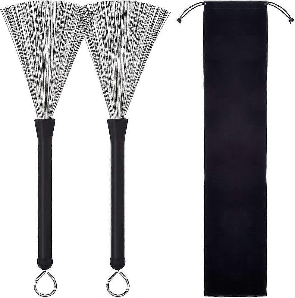 1 زوج من فرش الطبل ، طبل Jazzbesen ، فرش قرع الأسلاك القابلة للسحب