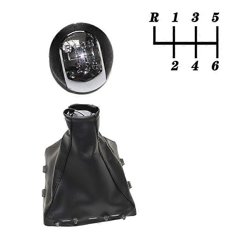 Chrome & Leather Car Shift Gear Knob Lever Gaitor Boot Cove For Opel Vectra C 2002-2005