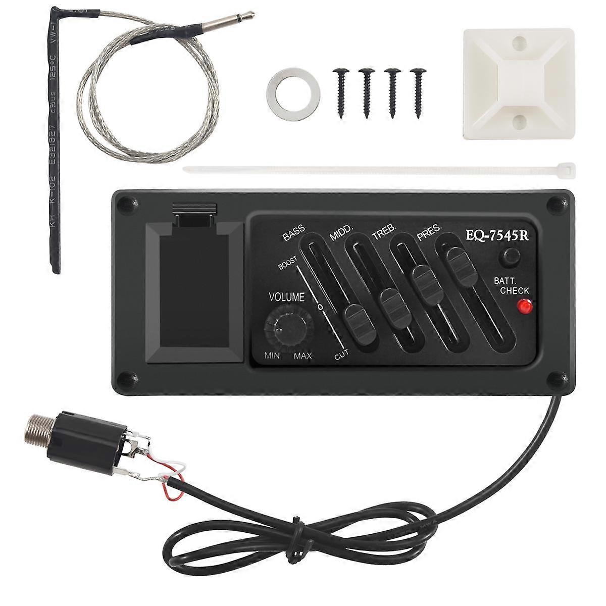 4-bands EQ Equalizer Piezo Pickup för EQ-7545R Pre-Amp Akustisk Gitarr Preamp Förstärkare Stämapparat
