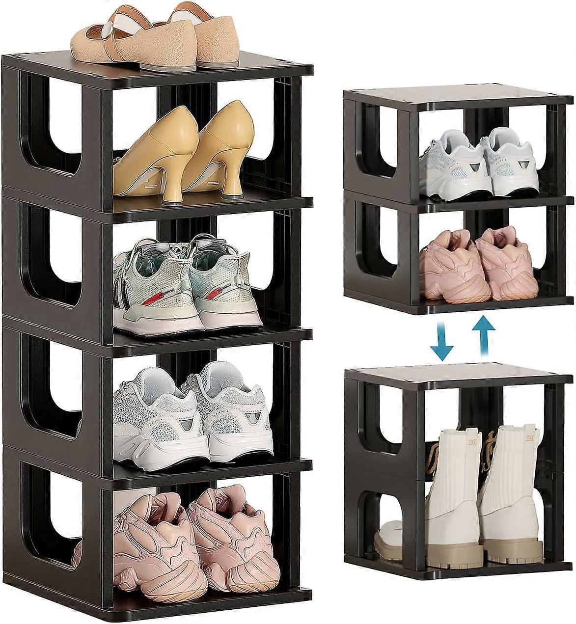 Shoe shelf, stackable storage, plastic furniture, 5-level shelf, space-saving box, door  Storage Cabinets & Lockers