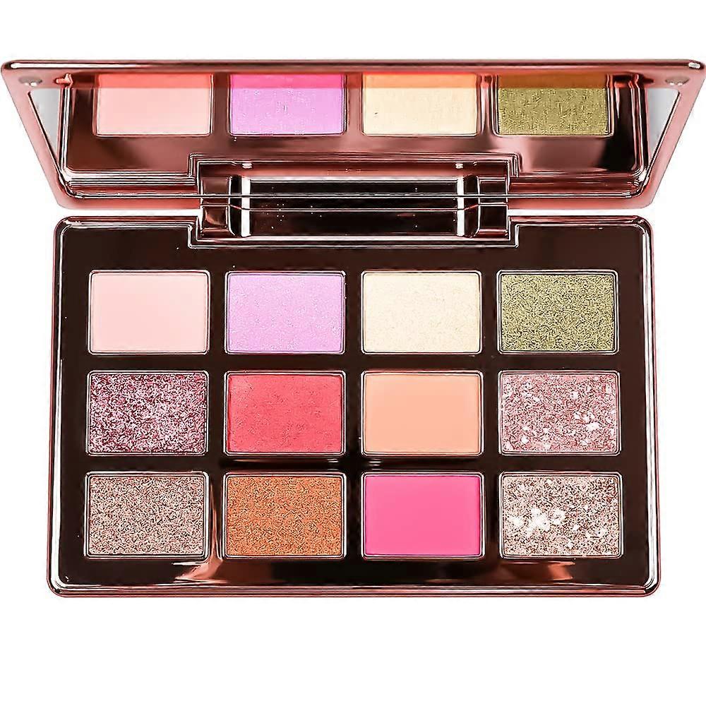 Highly colored eye shadow palette, 12 color matte shiny metal eye shadow palette, waterproof, durable and natural