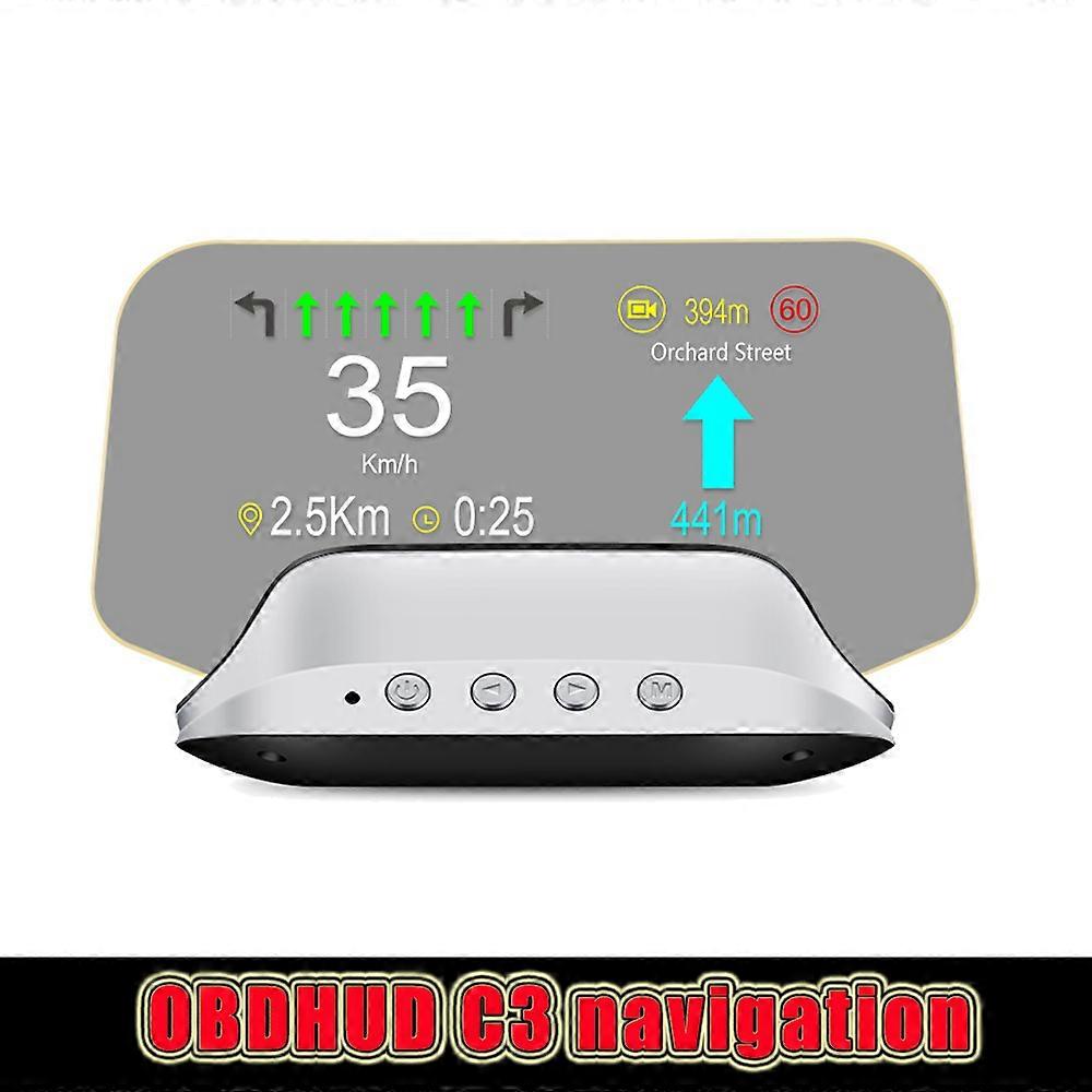 HUD Projector C3 Plus OBD2 HUD Navigation Projector Digital Speedometer Glass Projection Electronics Car Accessories for All Car