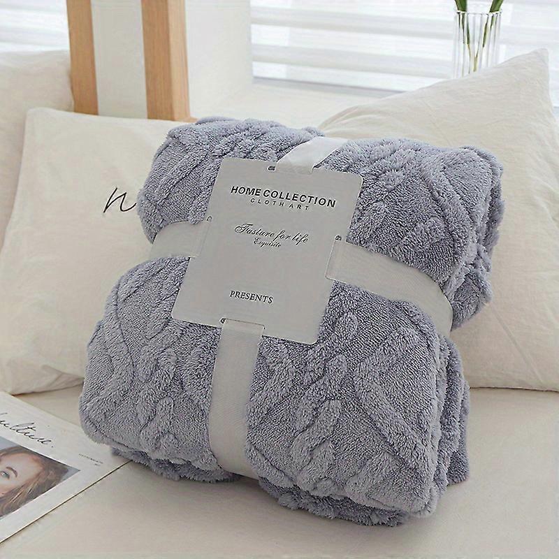 1pc Soft and Cozy Fleece Throw Blanket for Home Decor and Bedding - Lightweight and Warm with Textured 3D Jacquard Weave