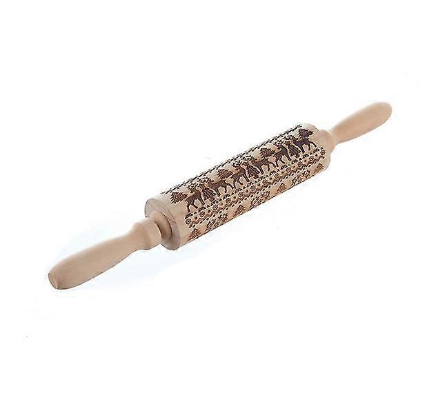 Christmas Engraved Embossing Rolling Pins,Elk Print Rolling Pin