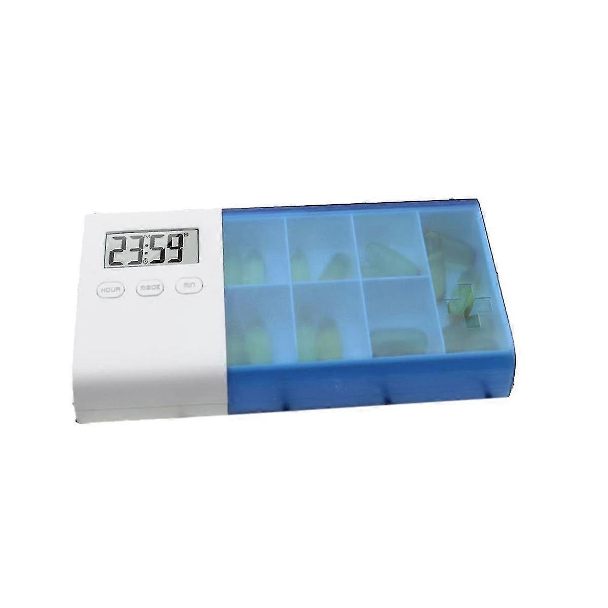 7 Grid Pill Box Medicine Storage Box Electronic Timing Reminder Medicine Boxes Alarm Timer Pills Organizer(blue)