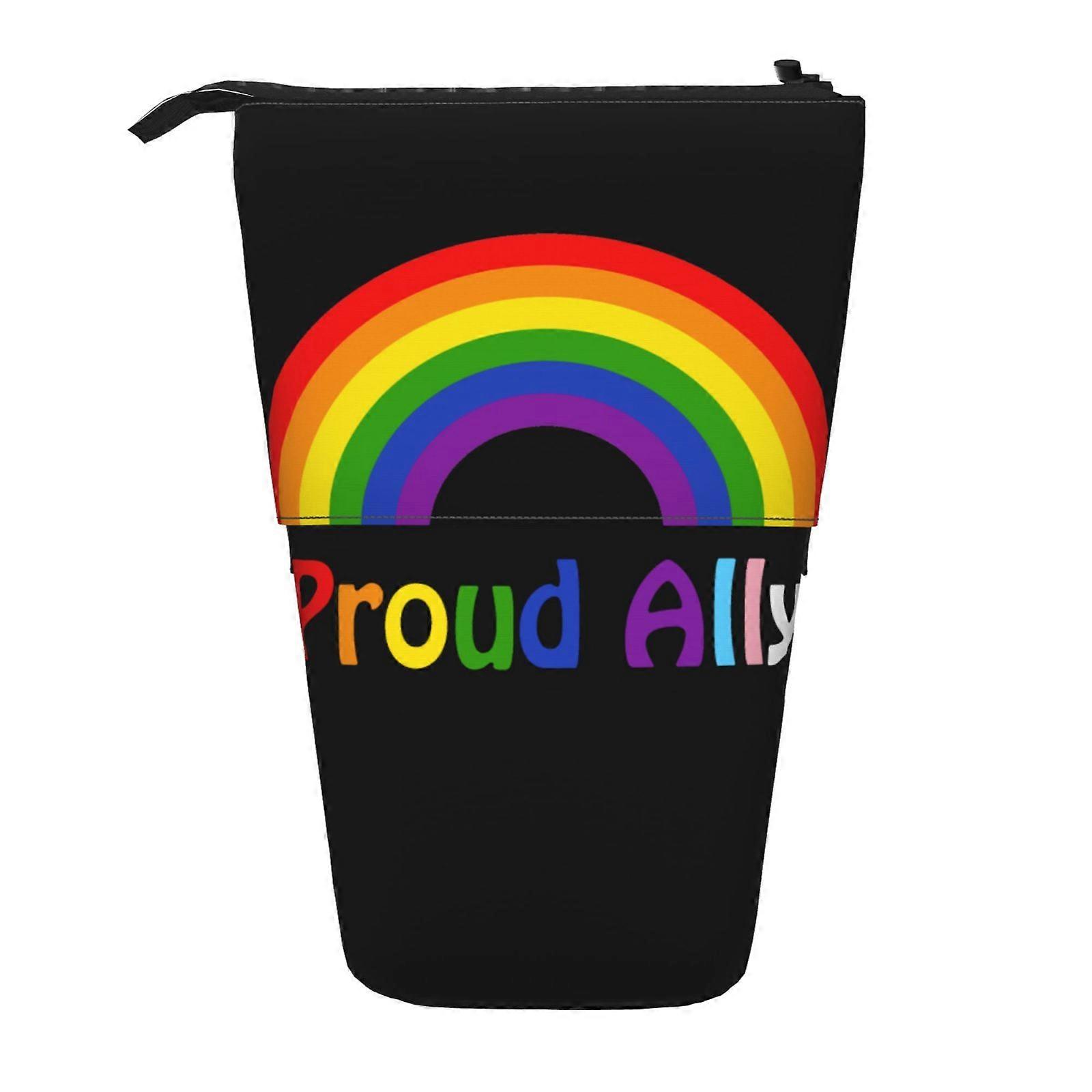 شهر الفخر LGBTQ مثلي الجنس فخر حليف مقلم رصاص الوقوف حقيبة قلم رصاص تلسكوبي مقلمة مع سحاب حقيبة ماكياج محمولة 7