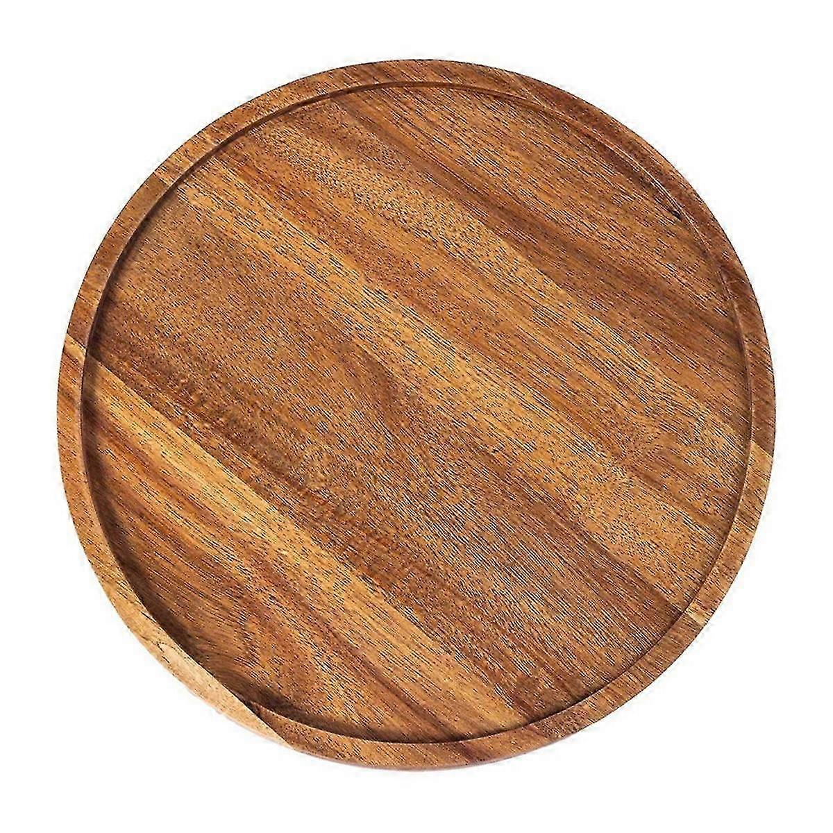 Rundes Holztablett, hölzernes Serviertablett, Servierplatte, Vorspeisen-Charcuterie-Brett, Tablett-Organizer für Küche / Arbeitsplatte D