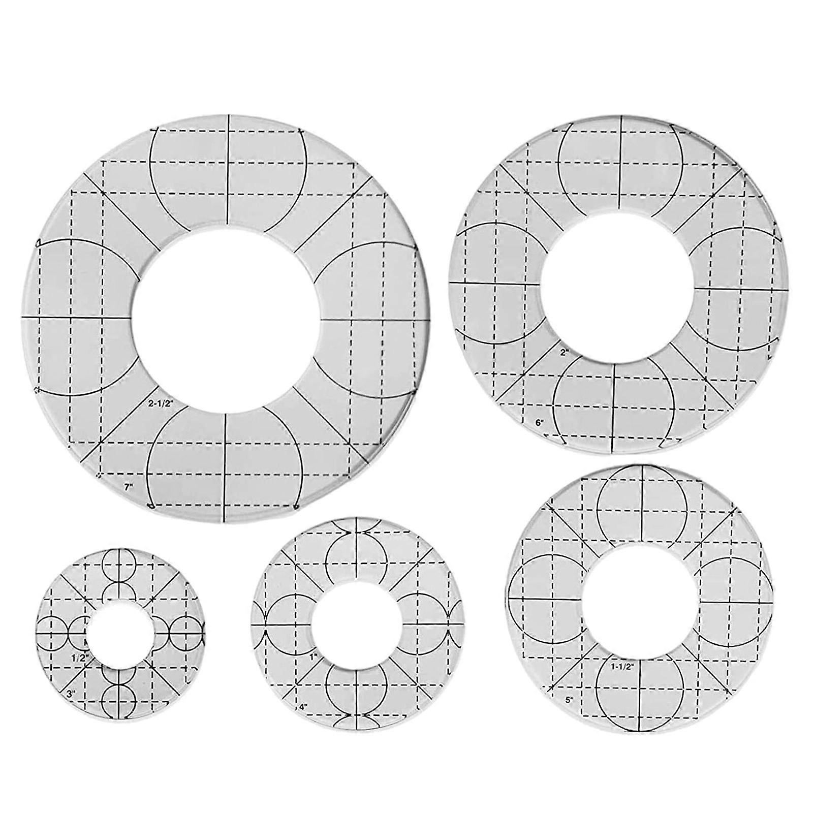 5pcs Circles Templates Quilting Frames Non-Slip Sewing Rulers Low-handle Quilted