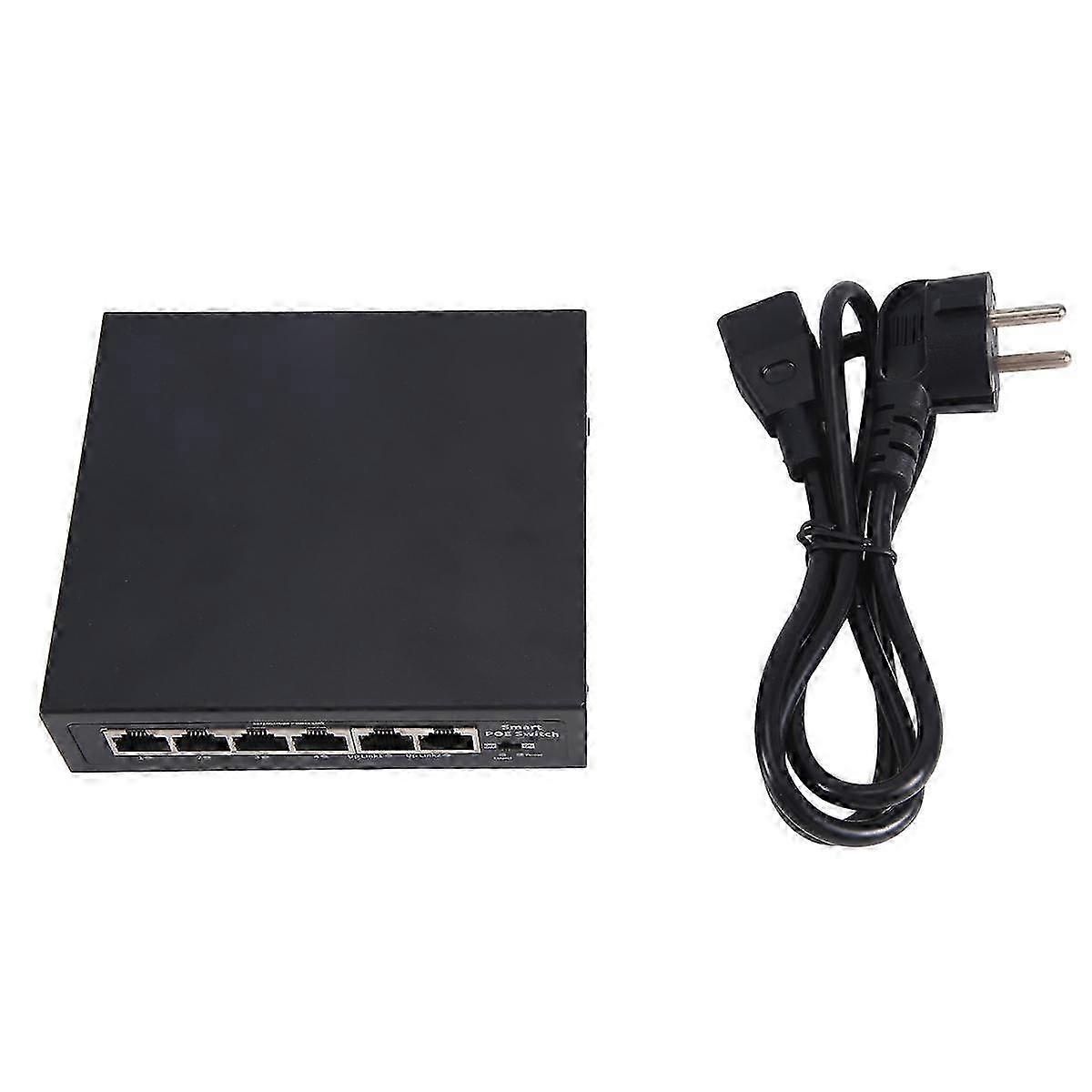 POE Switch 6Port 100Mbps Switch 4 PoE+2 UpLink with Internal Power Office Home Network Hub for IP C