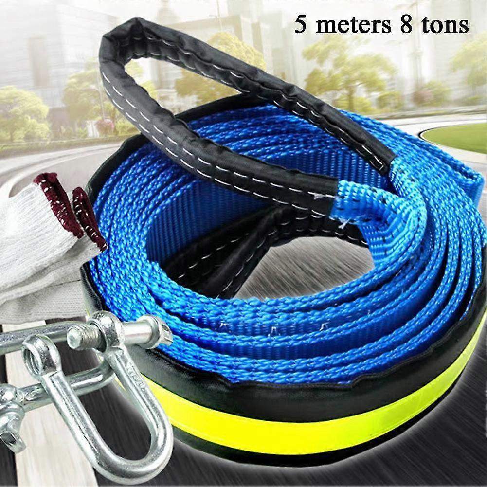 5m 8 Tons Winch Tow Cable Tow Strap Car Towing Rope With Hooks For Heavy Duty Car Emergency Off Road Emergency Tow Rope F9x5 xjcl