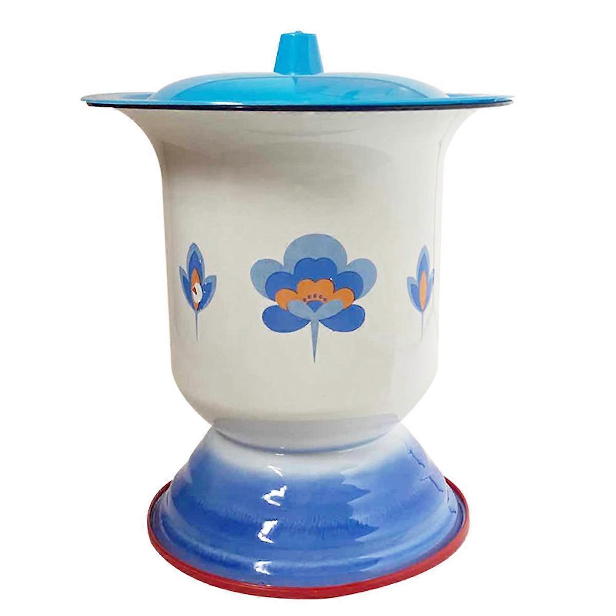 Enamel Urinal Bucket with Lid Portable Toilet Spittoon Chamber Pot