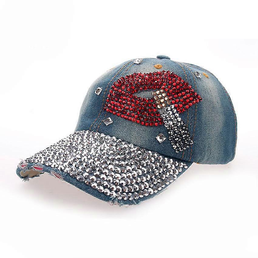 Smoking Brim Denim Baseball Cap Rhinestone Snapback Hat Gorra