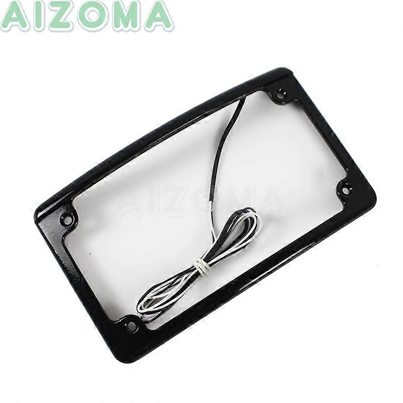 Motorcycle 6PCS LED Curved License Plate Frame with Light Fit Standard 7-3/16" x 4-1/4" License Number Plate Cover For HarleyMotor Vehicle Lighting