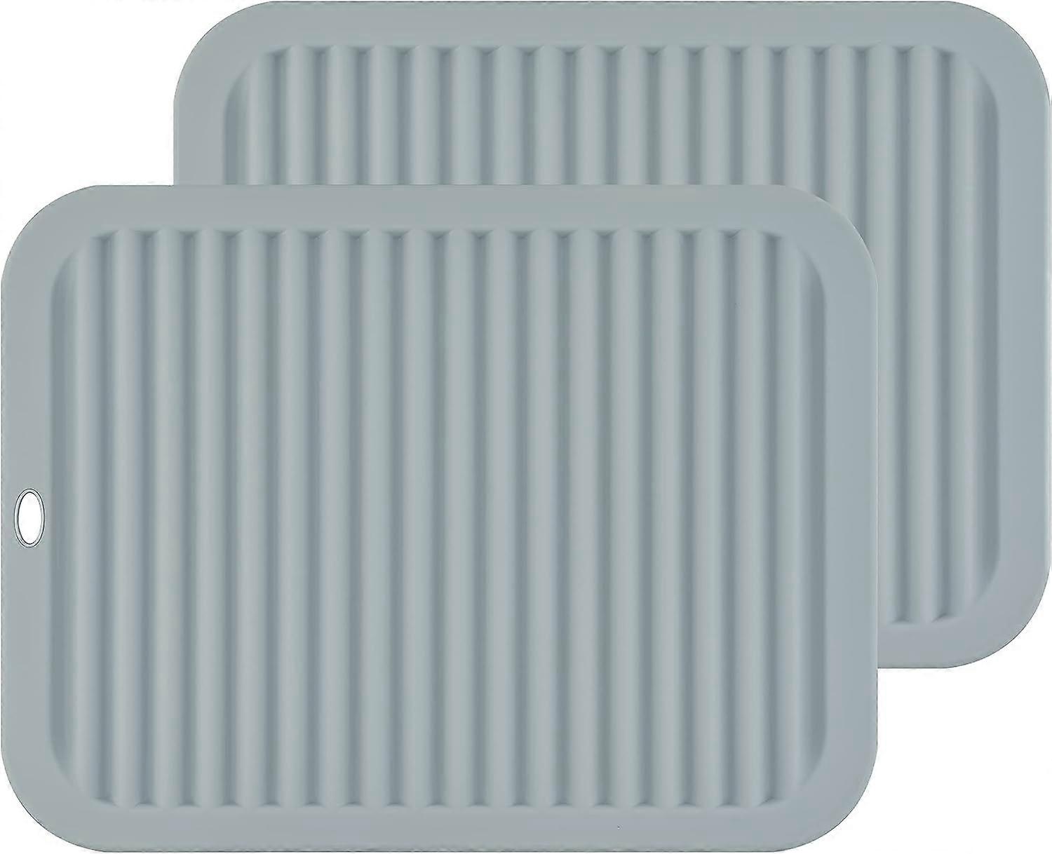 Set of 3 Large Versatile Silicone Trivets and Pot Holders - Rectangular - Light Gray