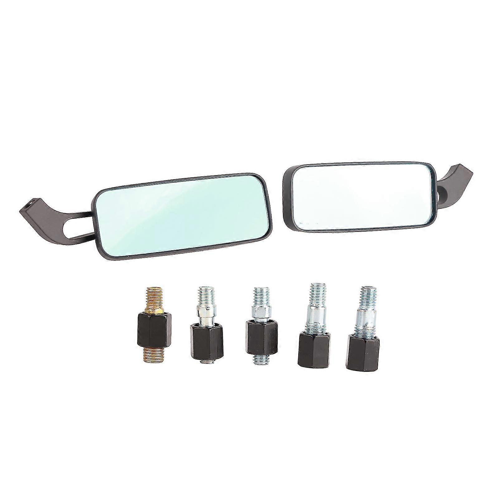 2Pcs Motorcycle Modified Square Rearview Mirror Anti Dazzling Blue Lens Side Mirrors