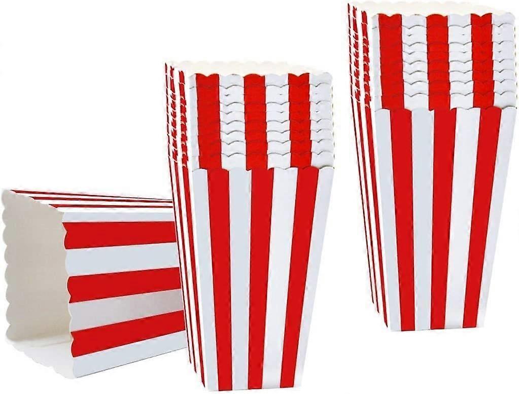 50PCS Striped Paper Popcorn Boxes Popcorn Favor Boxes Cardboard Candy Container for Party