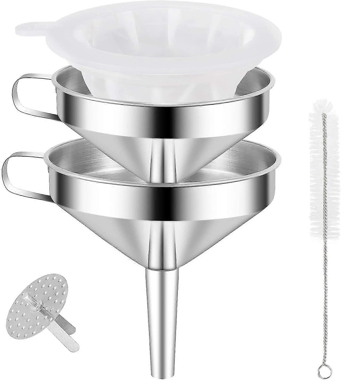 Funnel Set Stainless Steel Kitchen Strainer Filling Funnel