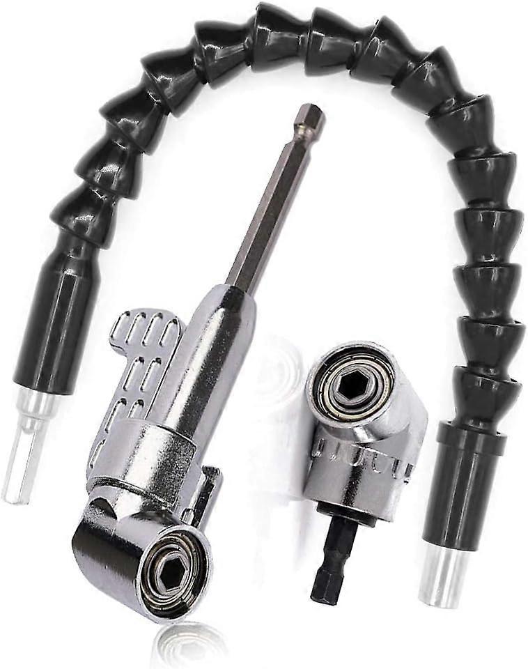 Right Angle Drill Bit and Flexible Angle Extension Kit, Right Angle Angled Screwdriver 105 Degree 1/4" Hex Shank for Drill
