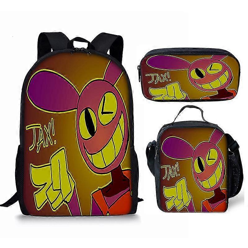 Der erstaunliche digitale Zirkus Rucksack Dinosaurier Schultasche oder Essenstasche oder Stifttasche oder 3 Stück für Kinder-C