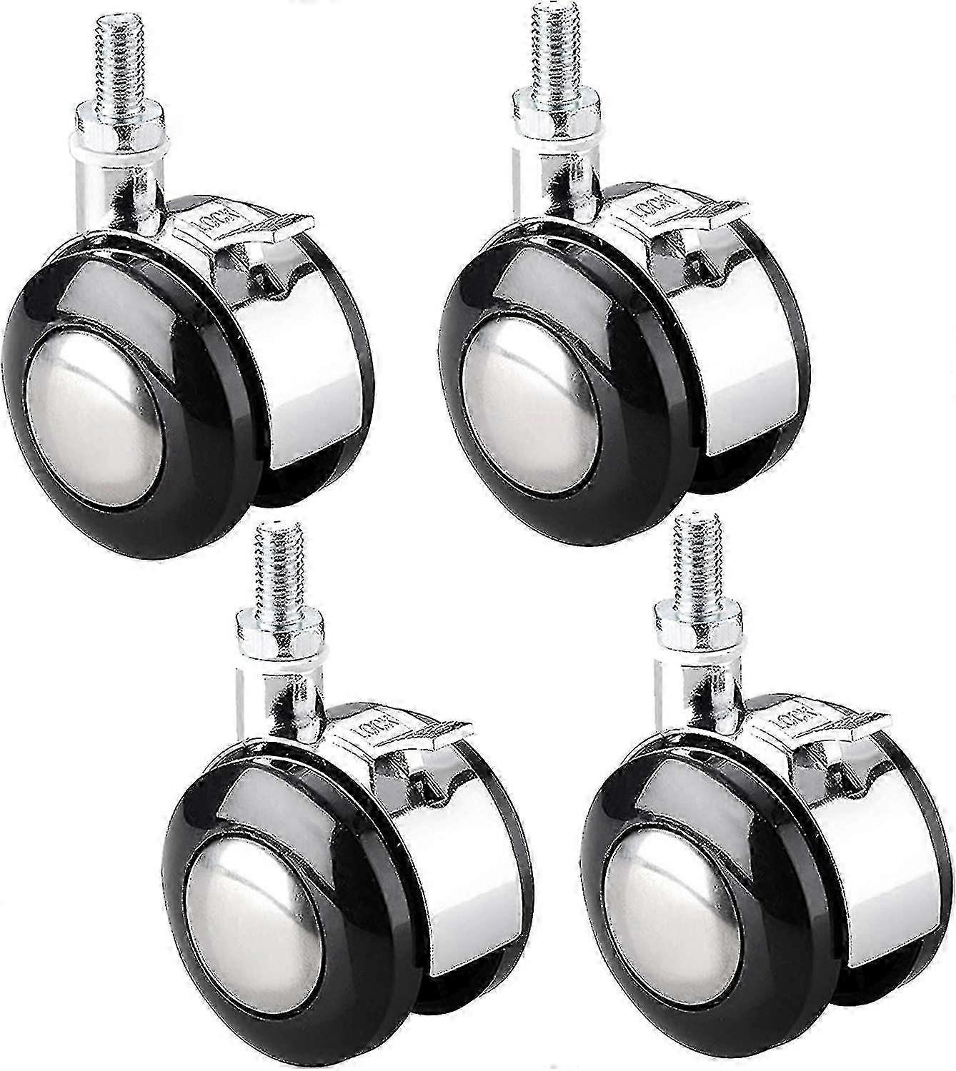 4 قطع عجلات دوارة للأثاث ، M6 / M8 كرسي عربة عجلات مترابطة مع عجلات سبائك الزنك الفرامل ، لخزائن السرير ، طاولات قابلة للطي ، 1.5