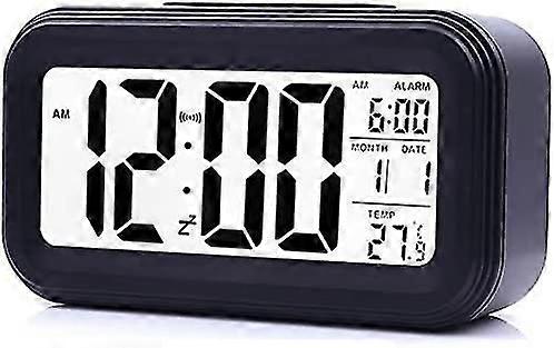 Digital Alarm Clock Morning,silent Battery Operated Large Led Display Temperature Calendar(black)