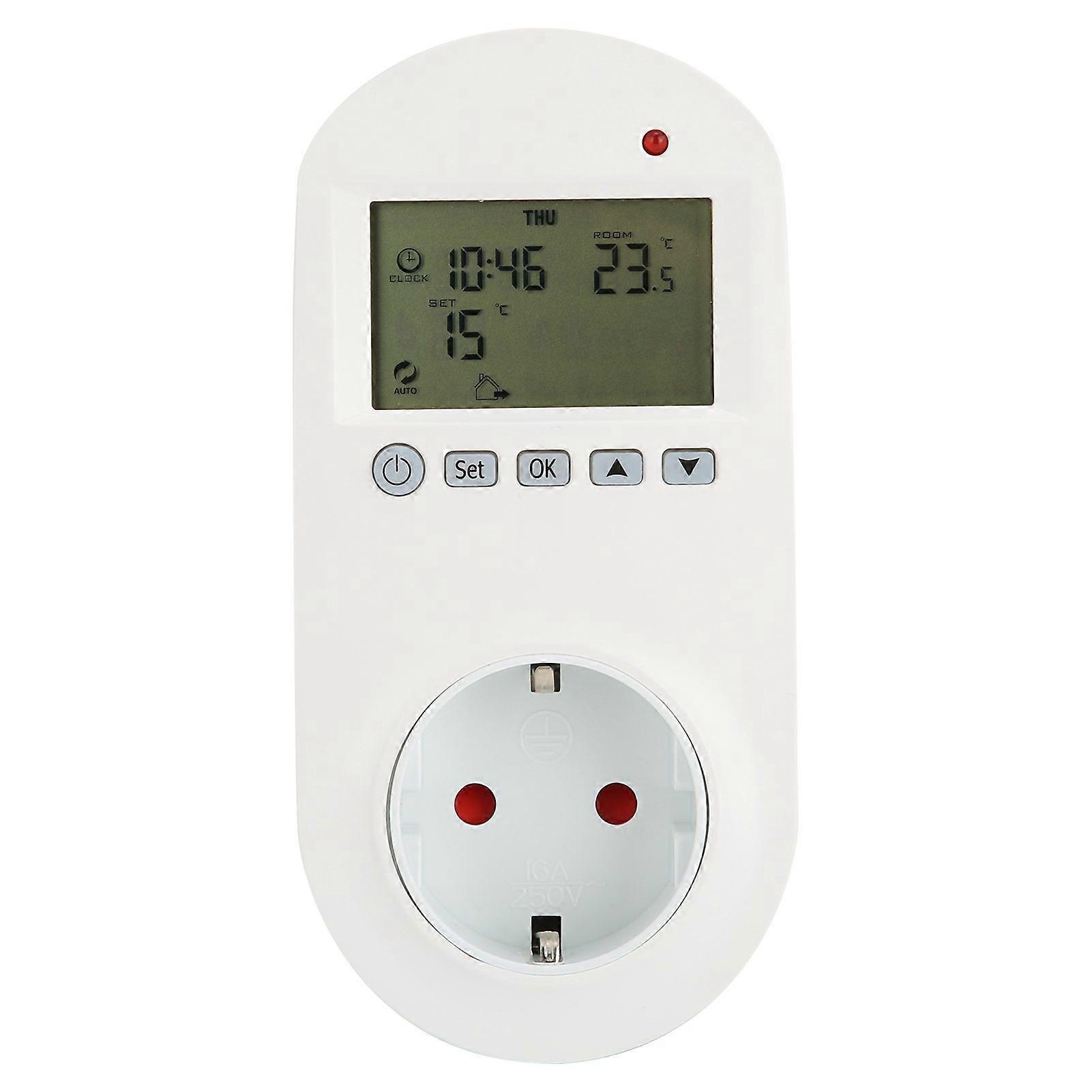16A Plugin Thermostat Programmable Electric Heating Temperature Controller