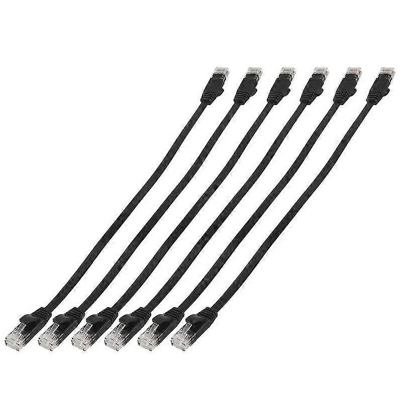 6 pcs 1 ft Flat Internet Network Cable Solid Cat6 High Speed Patch LAN wire with Snagless Rj45 Connectors