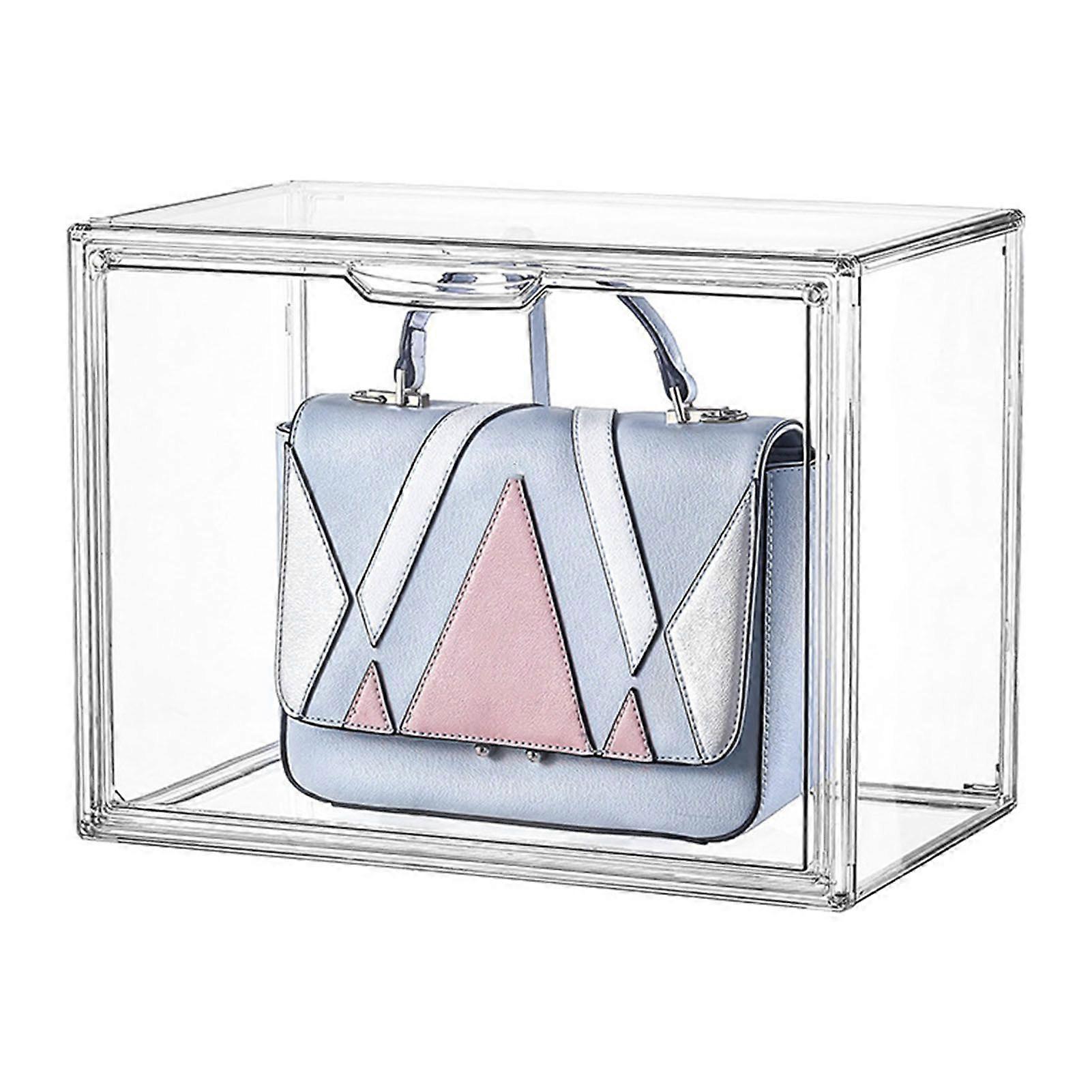 Clear Display Box Dustproof Large Capacity Front Open Transparent Storage Case for Book Toy Handbag L 36x22x27cm / 14.2x8.7x10.6in
