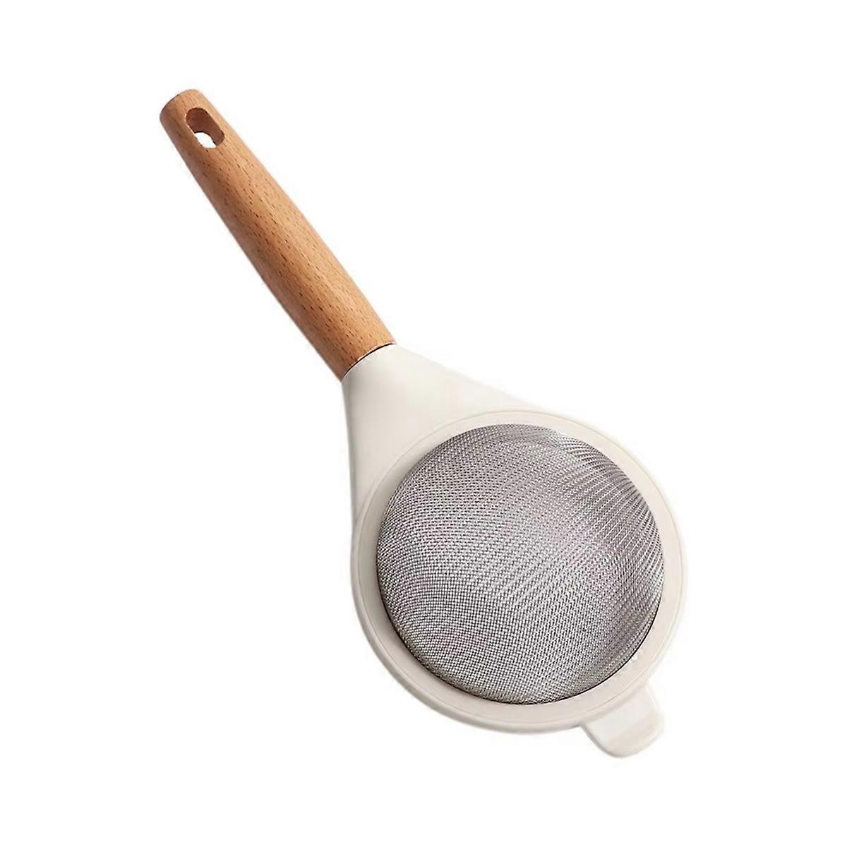 Stainless Steel Fine Mesh Flour Sifter with Wooden Handle - Ideal for Sugar, Cocoa, and Matcha Powd