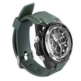 DTCY Quarz Elektronische Uhr Casual Doppelwerk Wasserdichte Dual Display Leuchtende Elektronische Uhr für Männer OD Grün