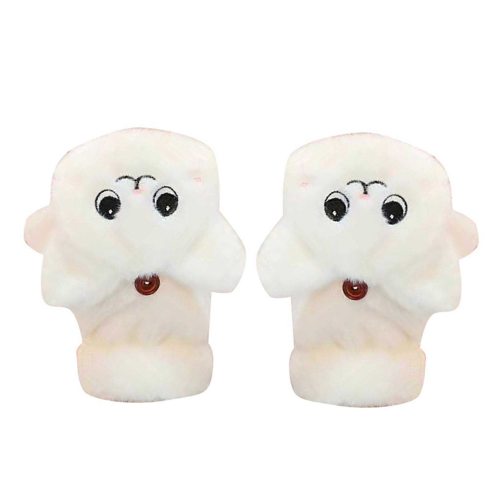 Flap Gloves Imitation Rabbit Fur Cat Patterns Thickened Convertible Gloves for Using Smart Devices Writing White