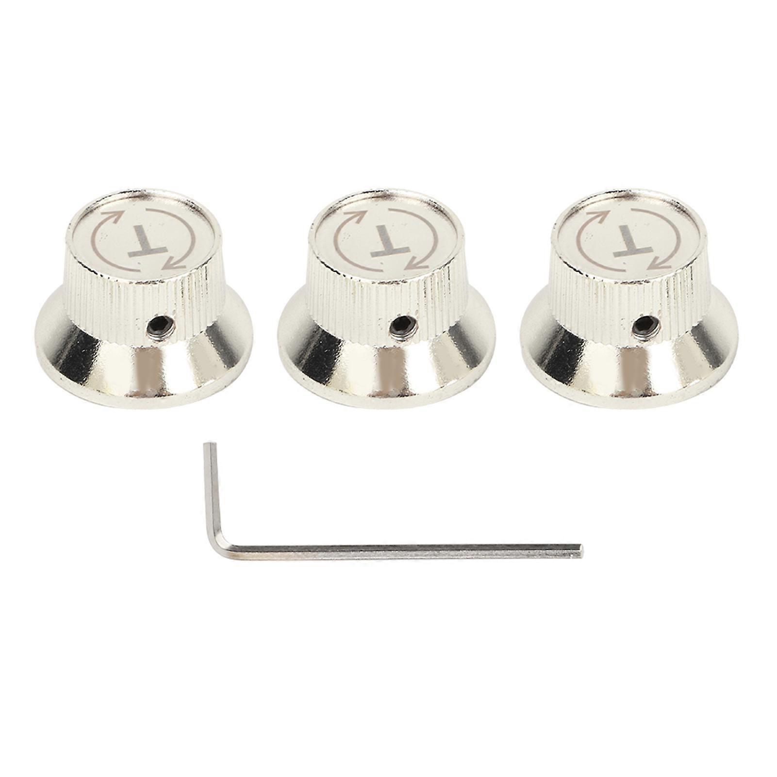 Guitars Volume Tone Control Knobs Button Accessory for Electric Guitar(Silver)
