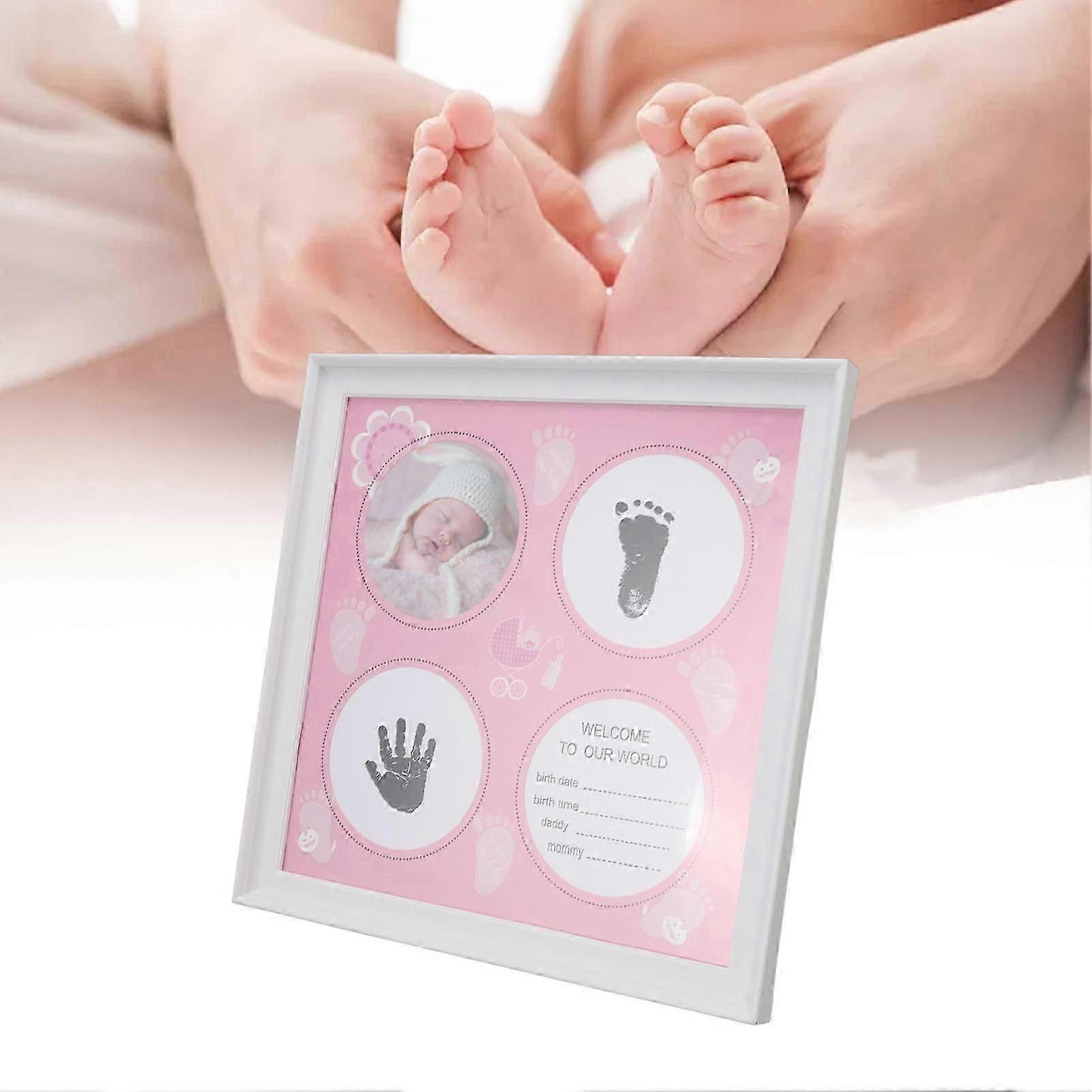 Baby Handprints and Footprints Kit for Newborn Baby Handprints Frame Kit for Display Pink