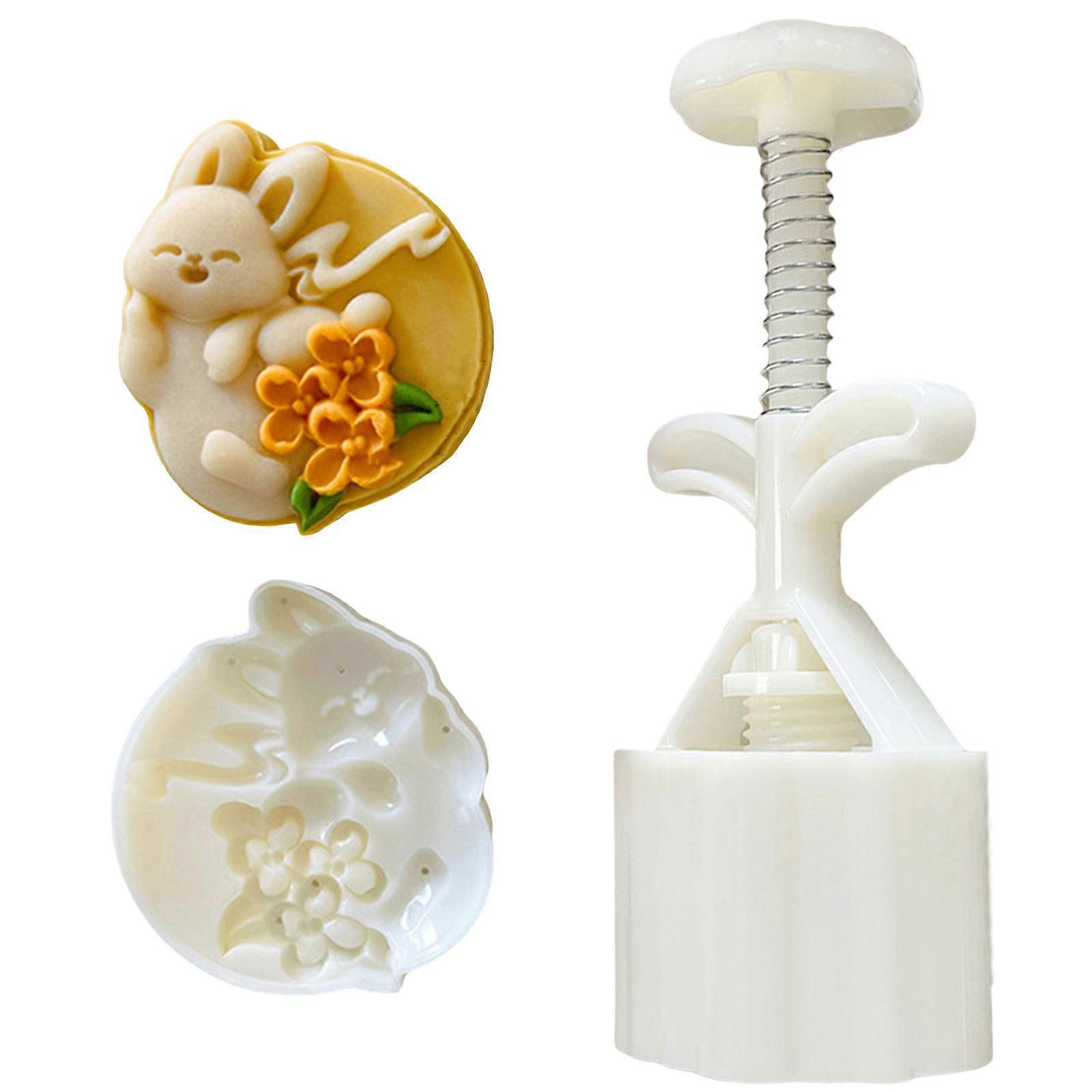Cute Rabbit Shape Mooncakes Crafting Tool Handmade Mooncakes Press with Rabbit Pattern Molds User Friendly Treat Molds