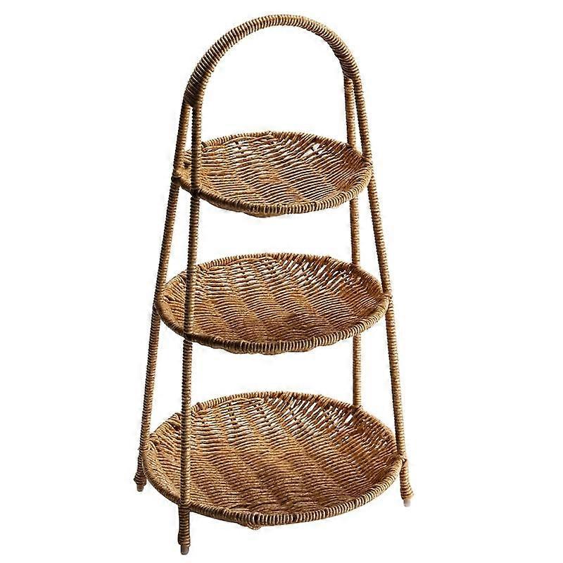 Two-Tiered Serving Stand Round Wooden Platter for Cupcakes, Fruits, Desserts, Snacks - 3 Tier Wood Display Stand