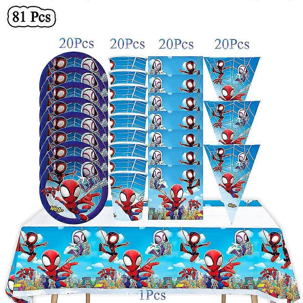 Kids Birthday Gift Bags Spider-Man Theme Party Supplies Paper Plate Cup Plates Napkin Baby Shower Disposable Tableware Set