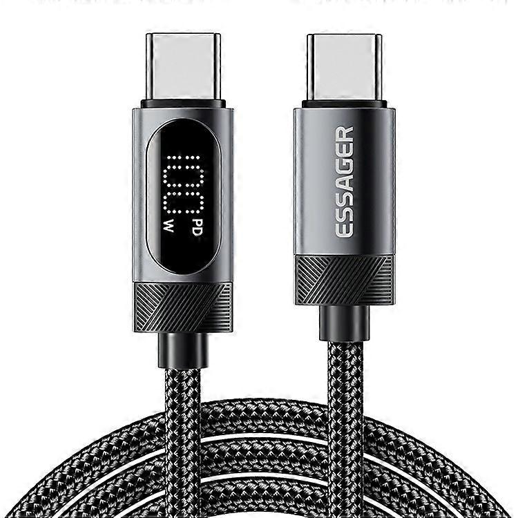 ESSAGER 1m USB C to USB C Cable 100W Digital Display Fast Charging Data Sync Cord