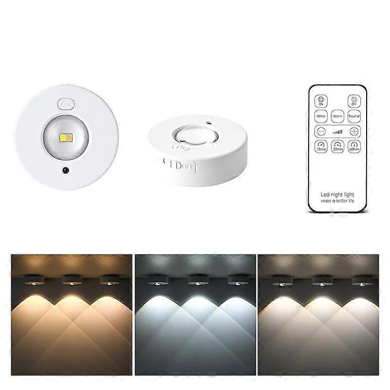Magnetic Puck Light Rechargeable LED Under Cabinet Light With Remote Control Tri-color 