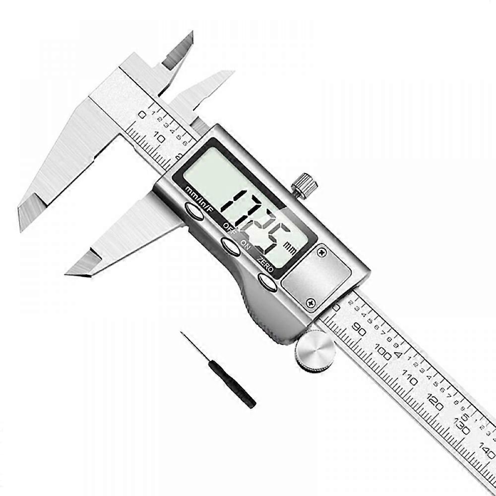 Digital Caliper Measuring Tool, Stainless Steel Vernier Caliper Digital Micrometer with Large LCD Screen, Easy Switch from Inch Metric Fraction, 6 In