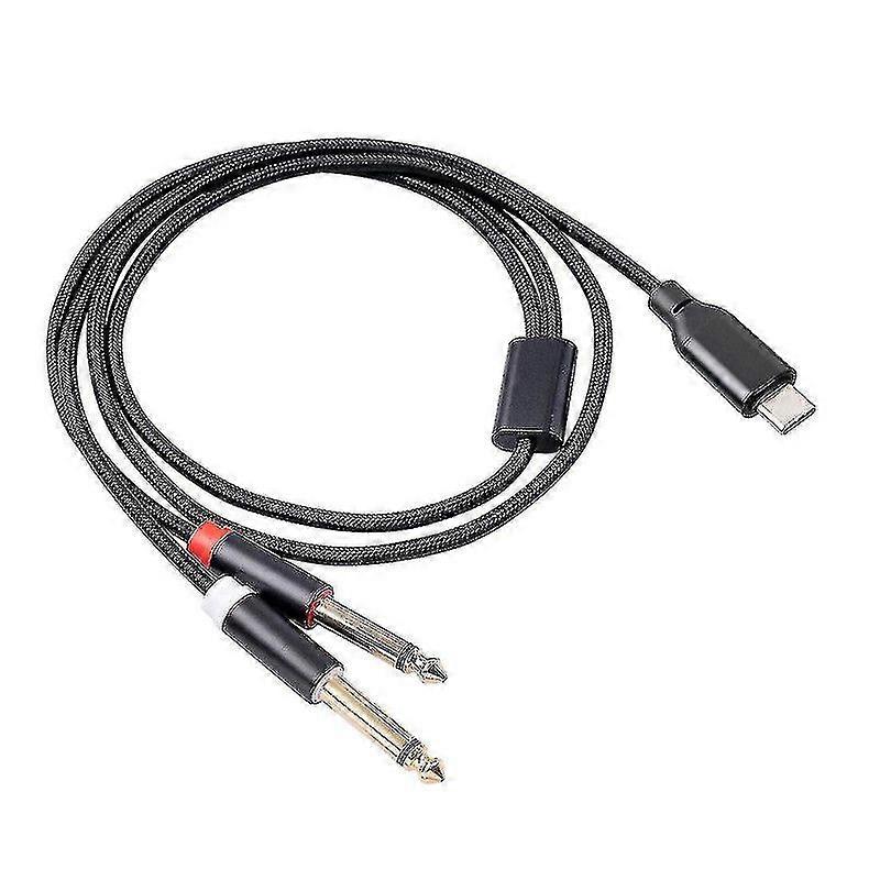 USB-C til dobbel 6,35 mm lydstereokabel type C til dobbel 6,35 mm lydkabel for smarttelefonmultimedia