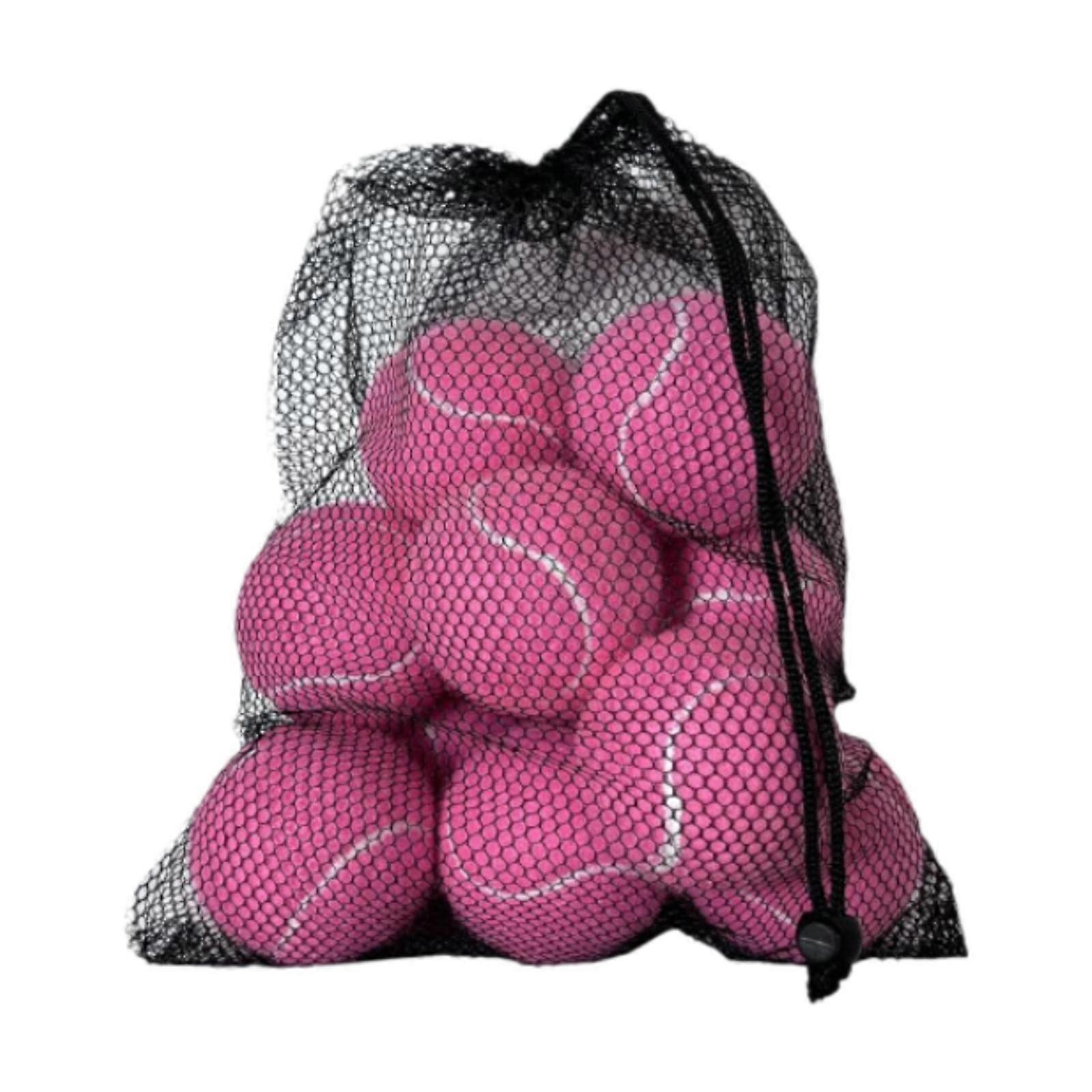 12x Tennis Balls Practice Balls Practical with Drawstring Storage Bag Training