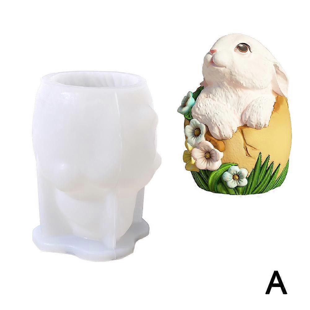Silicone Rabbit Egg Candle Making Mould Bunny Aromatherapy Soap Craft Mold Tool