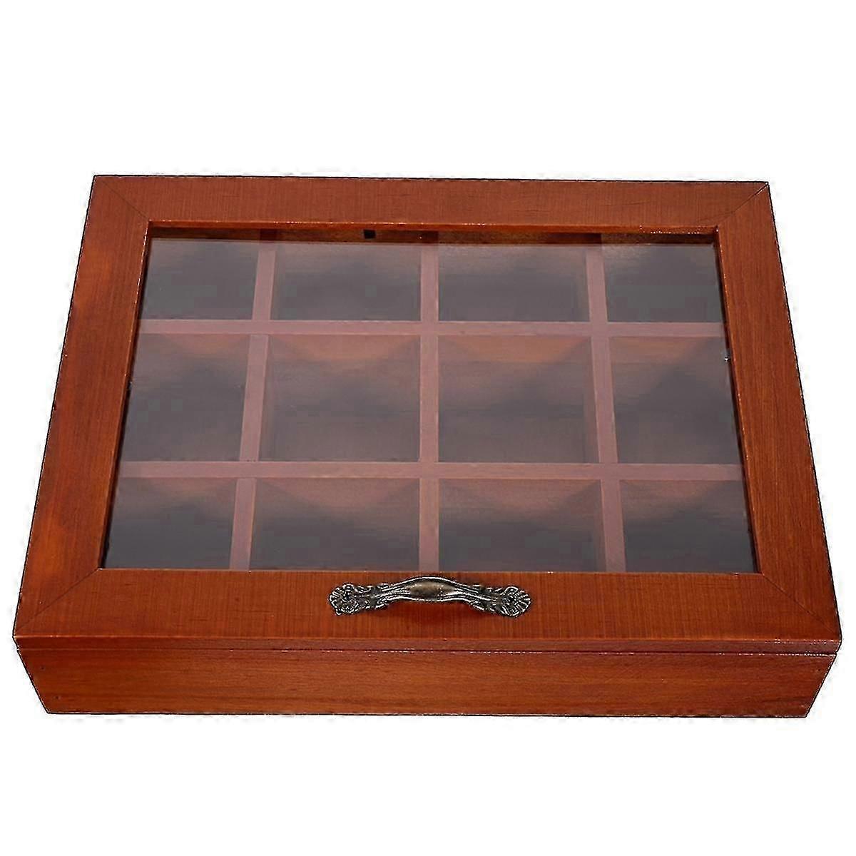 12 Grids Wooden Tea Bag Holder Sugar Packets Spice Pouches Storage Case Instant Coffee Bag Boxes wi-Yvan