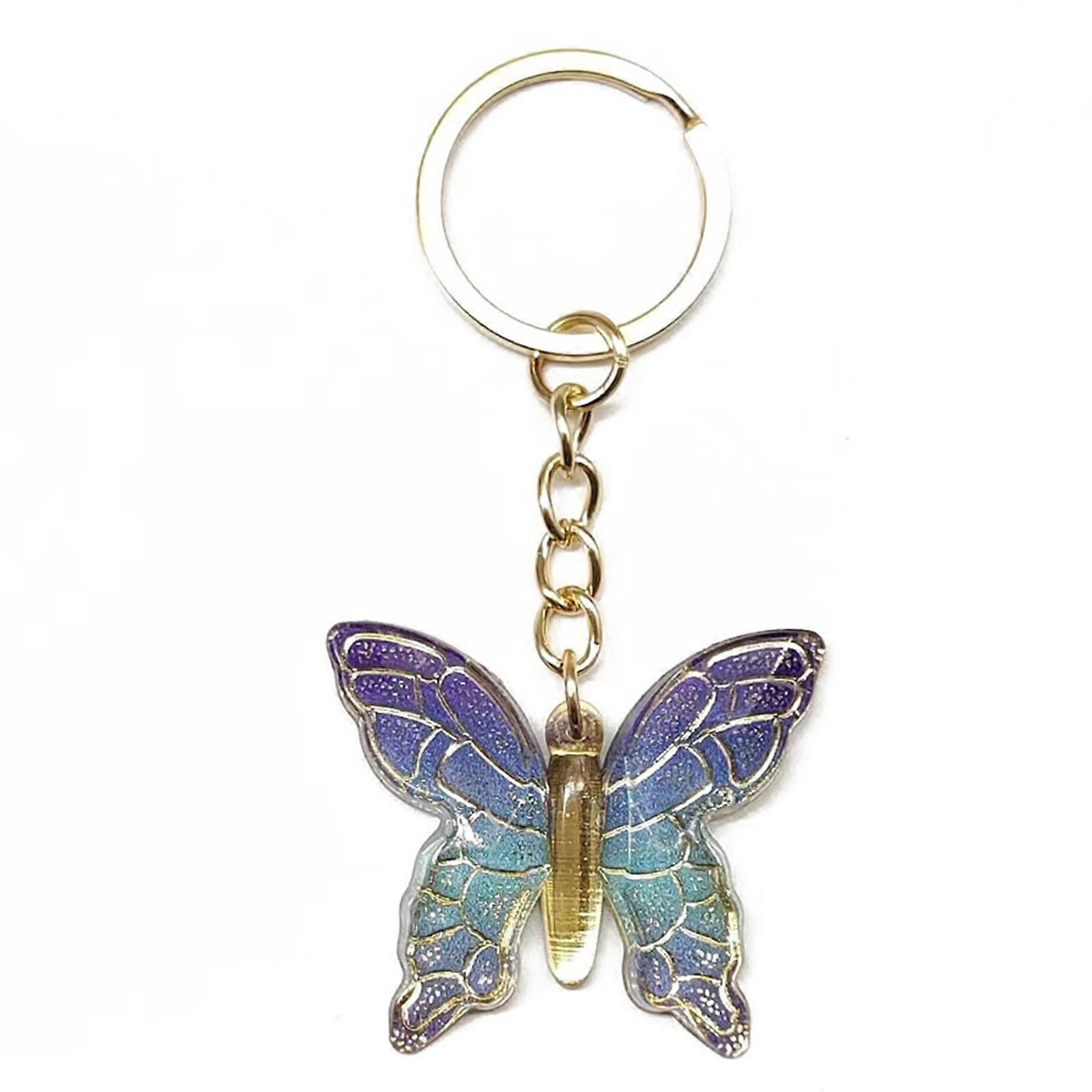 Fashionable Gradient Butterfly Keyring Colorful Acrylic Keychain Charm Accessory for Keys and Bags Bag Accessories Blue