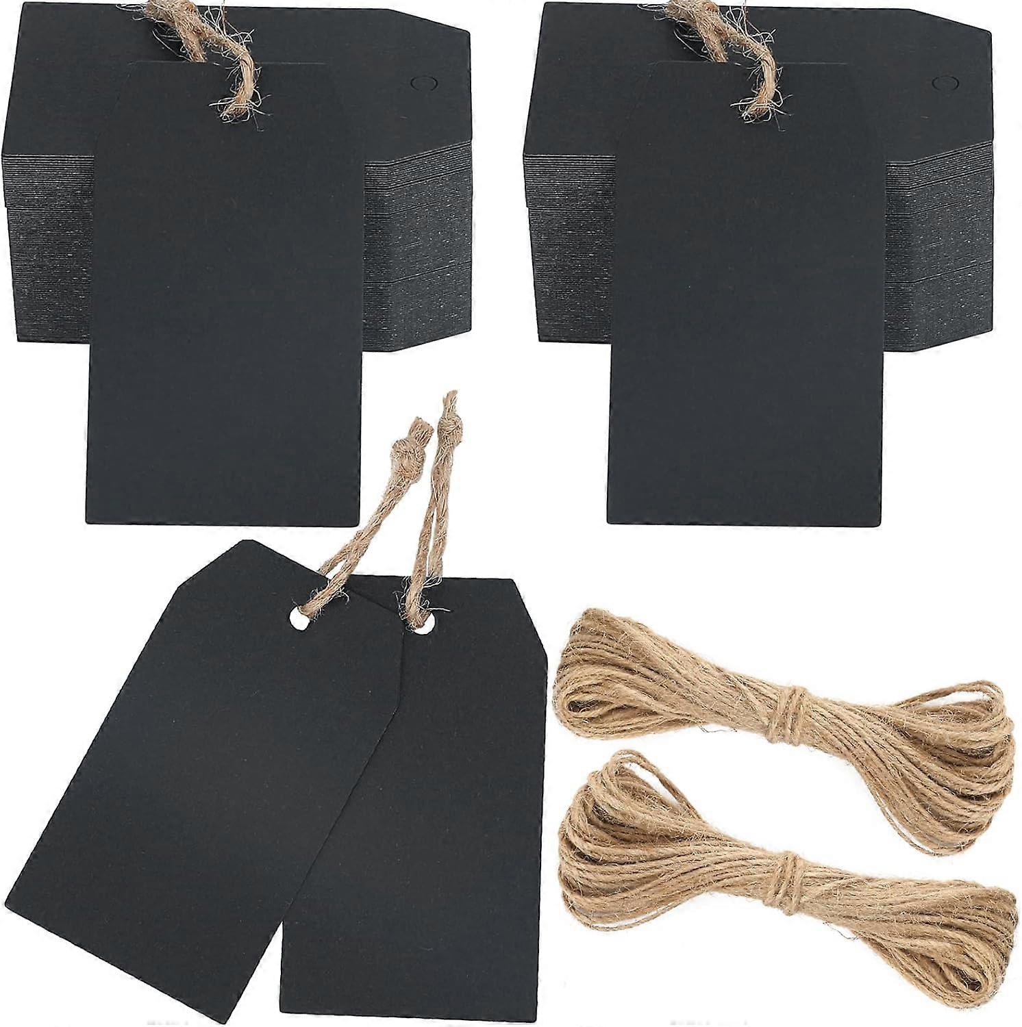 100 stk kraftmerker, 4x7 cm gavelapper, med jutehyssing (svart)