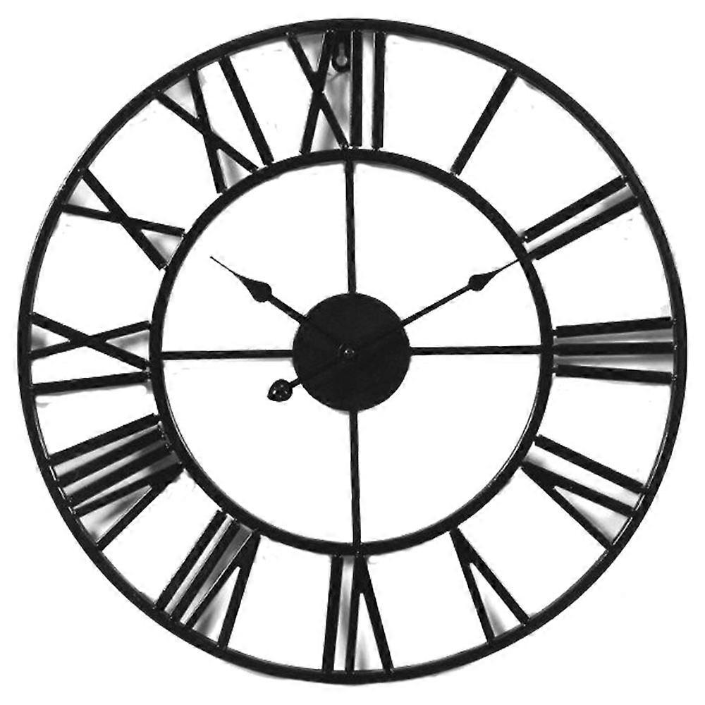 Decorative Analog Wall Clock, Silent Non-Ticking Battery Operated Movement, Wrought-Iron Frame European Retro Style, Easy Readability With Roman