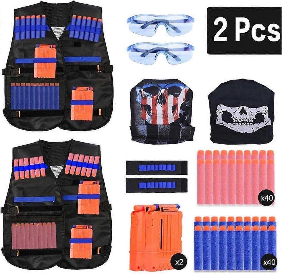 Nerf N-Strike Elite Taktisk Väst 2 Set Nerf Väst För Barn Taktisk Väst Nerf Tillbehörsset Barn Taktisk Väst med 80 Dart För Nerf N-Strike Vapen