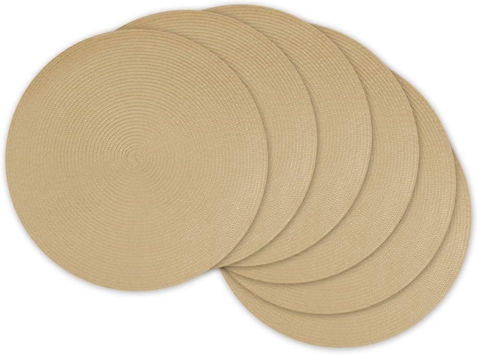 Classic Woven Round Placemats, 15" Diameter, Natural 6 Count