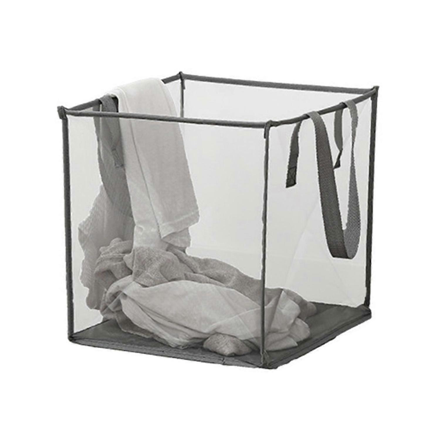 Laundry Basket Large Capacity Square Foldable Side Handles Fine Mesh Transparent Visible Dirty Cloth