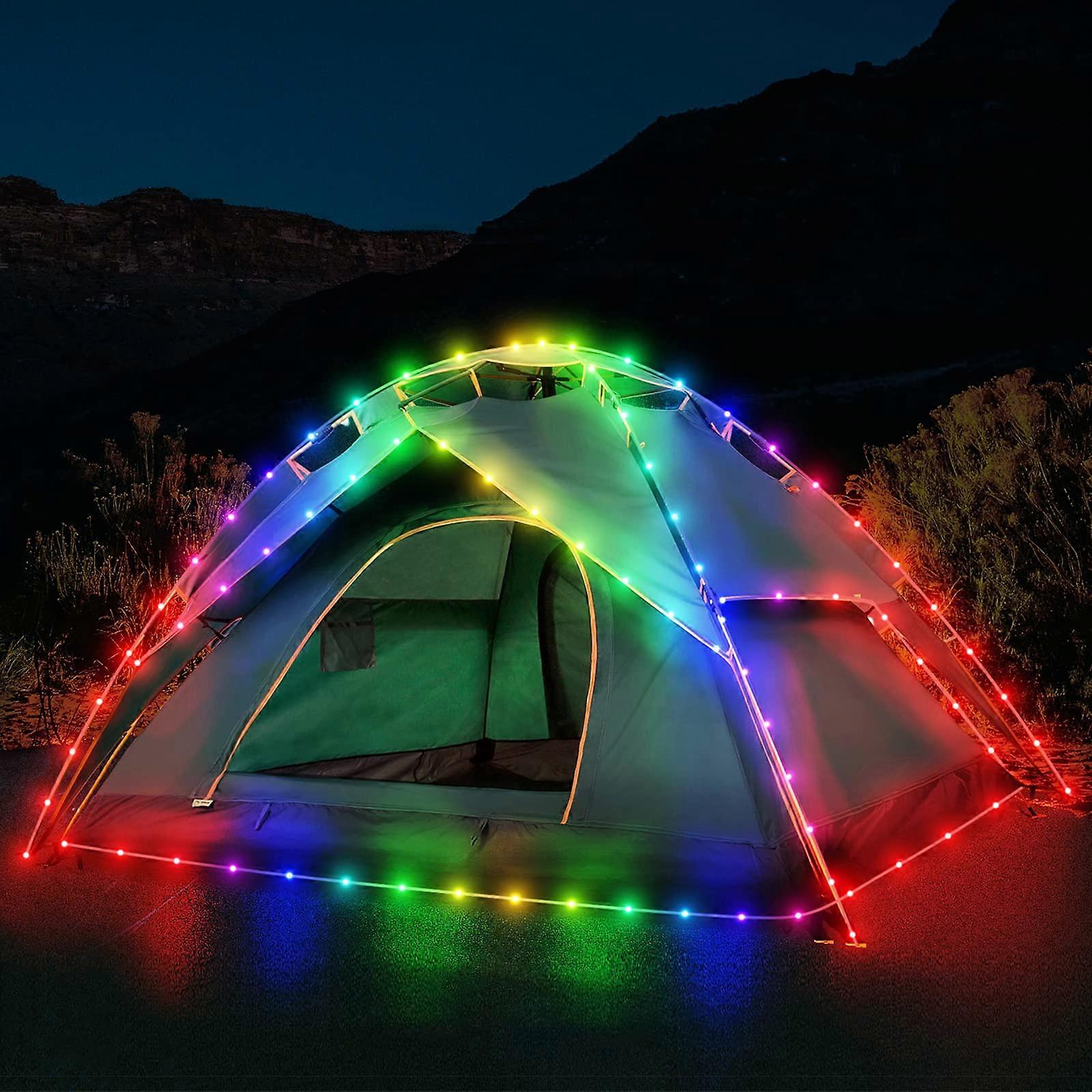 40Ft Camping Tent Light String 120 LED 8 Mode Color Changing for Canopy